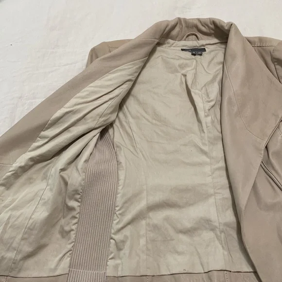 VINCE Leather Scuba Blush Pink Rib Panel Jacket Size Medium